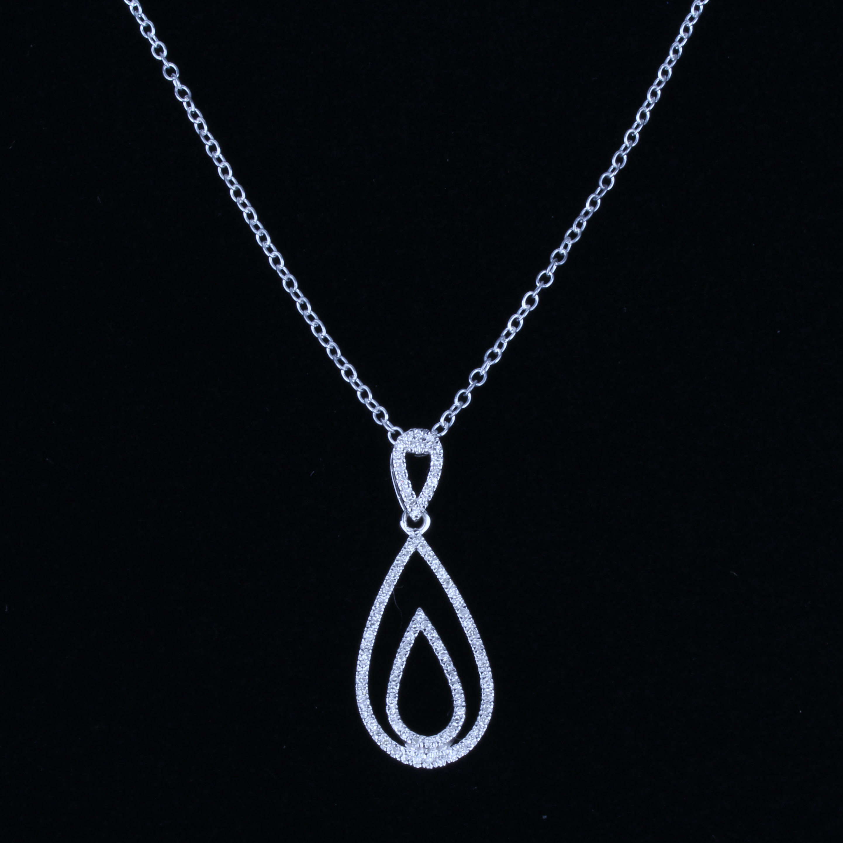 Charity Benefits Unlimited Double Tear Drop Diamond Pendant Necklace Double Tear Drop Diamond Pendant Necklace 13 Ct Tw